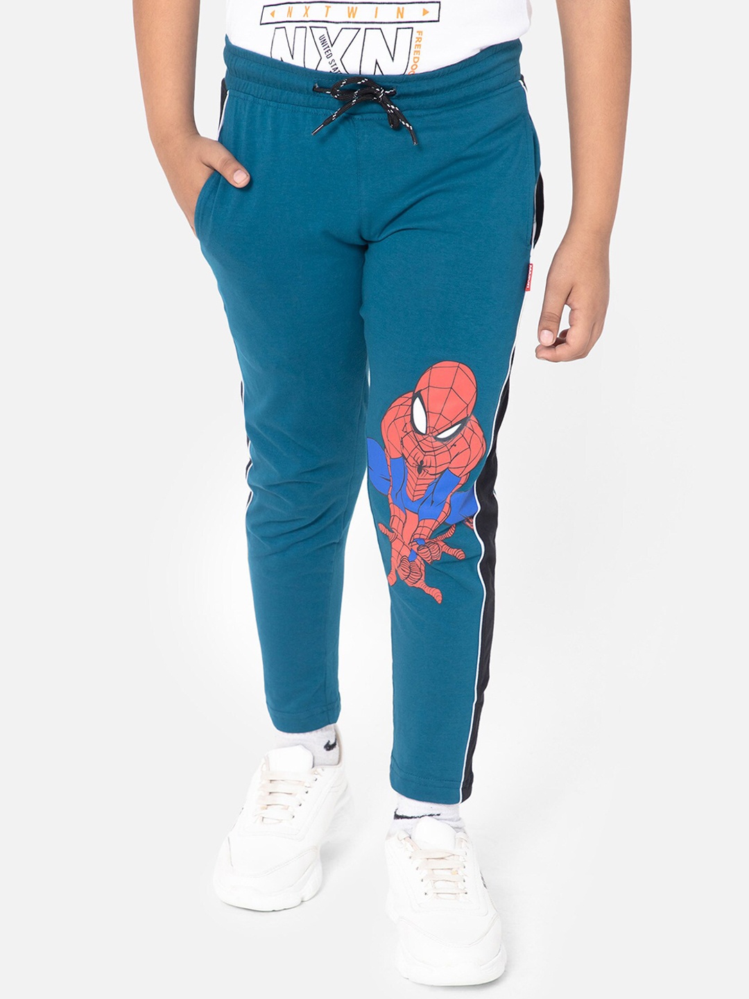 

Bodycare Kids Boys Spiderman-Printed Cotton Track Pants, Blue