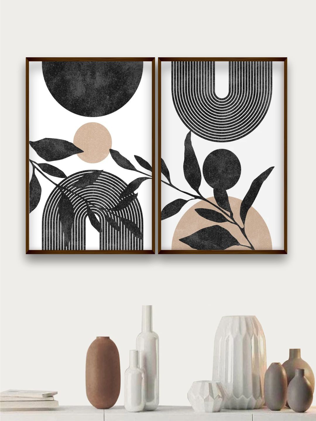 

The Art House Set Of 2 White & Grey Abstract Wall Art