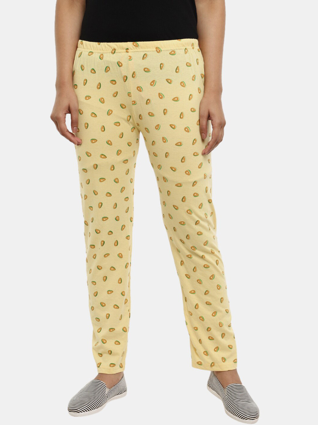 

V-Mart Women Printed Poly Cotton Single Jersey Lounge Pant, Yellow