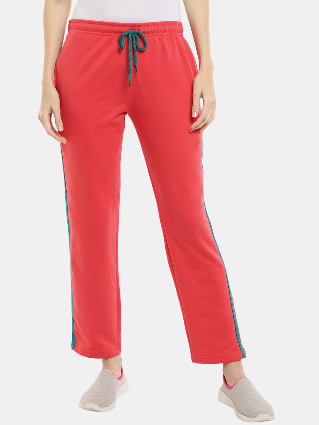 

V-Mart Women Fleece Mid Rise Track Pants, Red