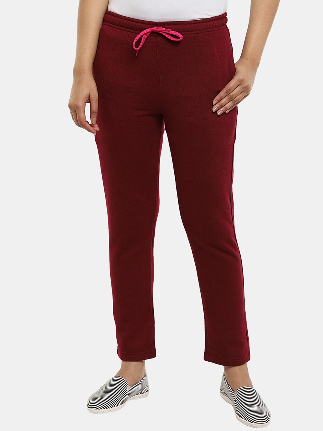 

V-Mart Women Cotton Spun Fleece Track Pants, Maroon