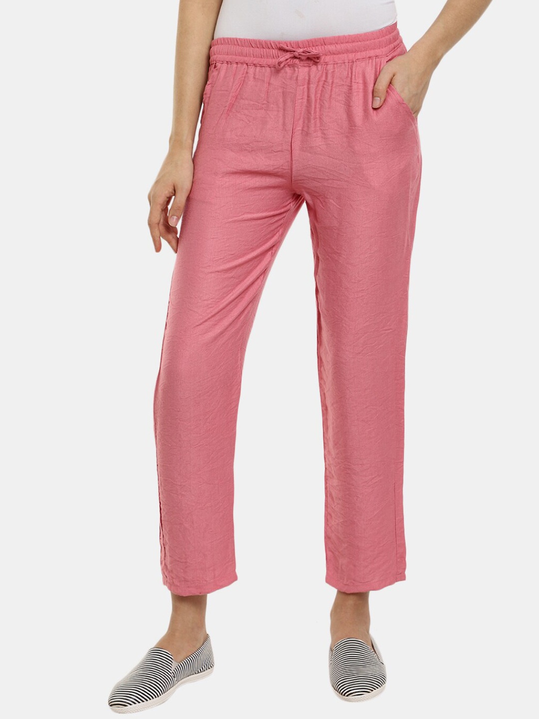 

V-Mart Women Solid Trousers, Pink