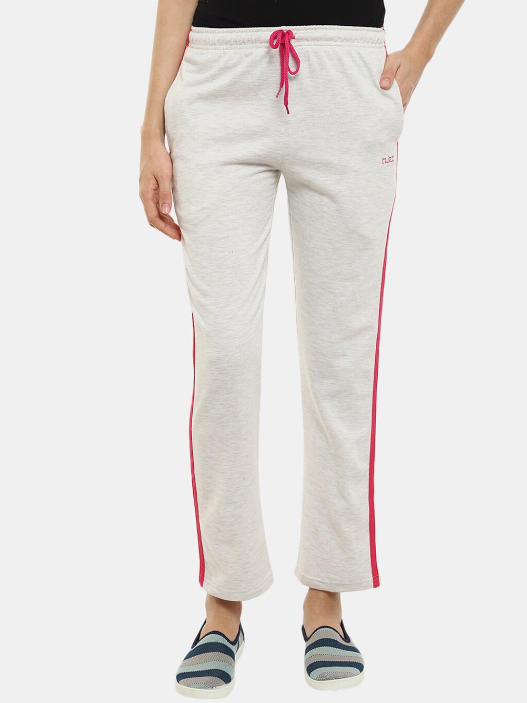 

V-Mart Women Fleece Mid Rise Track Pants, Off white