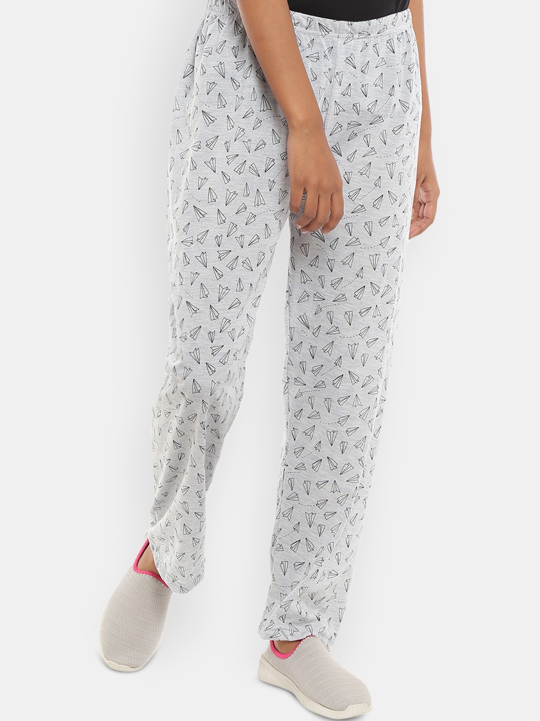 

V-Mart Women Conversational Printed Lounge Pants, Grey melange