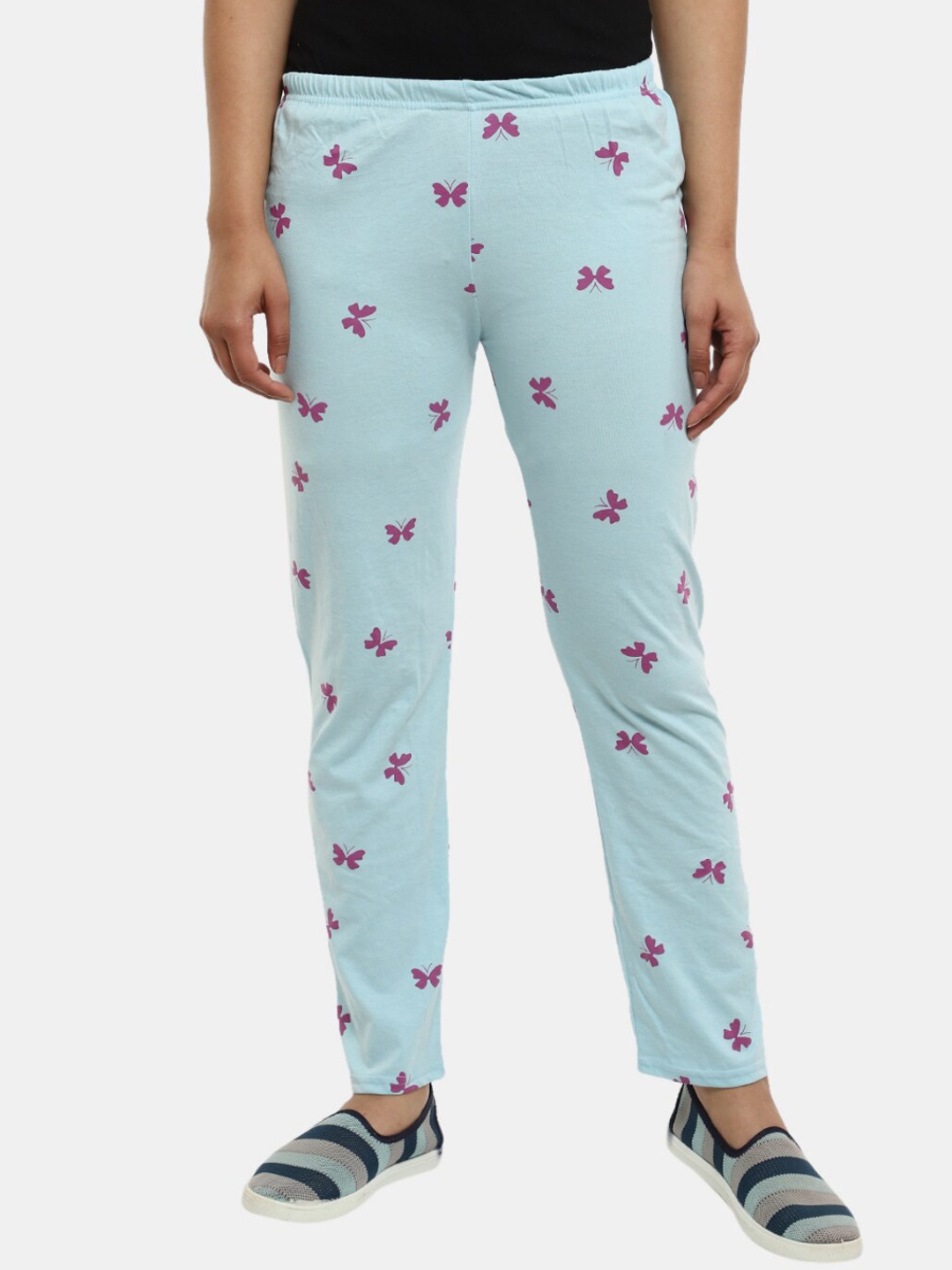 

V-Mart Women Printed Poly Cotton Single Jersey Lounge Pant, Blue
