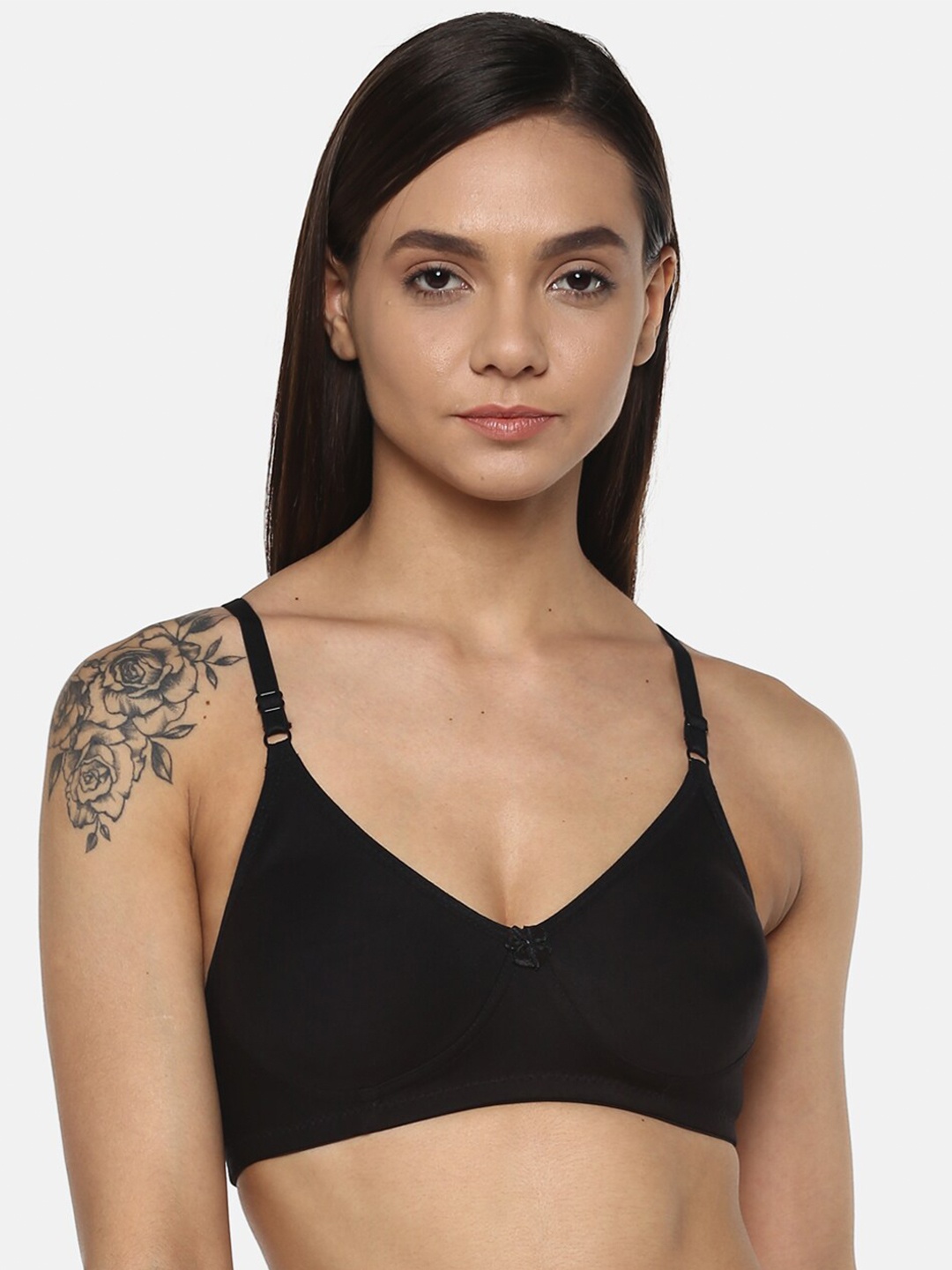 

Leading Lady Cotton Non Padded Full Coverage T-shirt Bra, Black