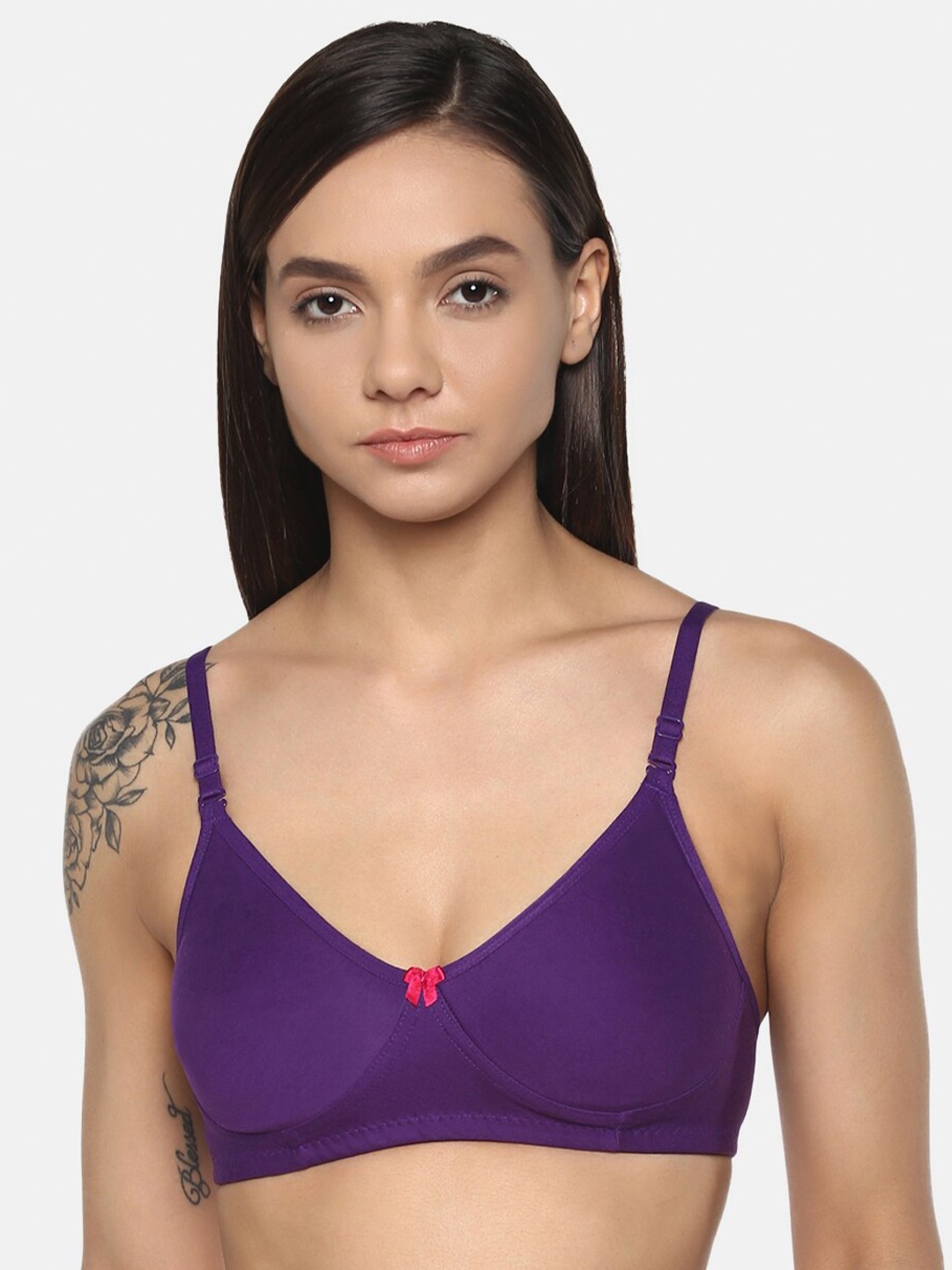 

Leading Lady Cotton Non Padded Full Coverage T-shirt Bra, Purple