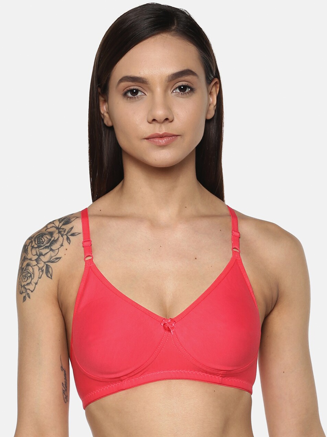 

Leading Lady Cotton Non Padded Full Coverage T-shirt Bra, Coral