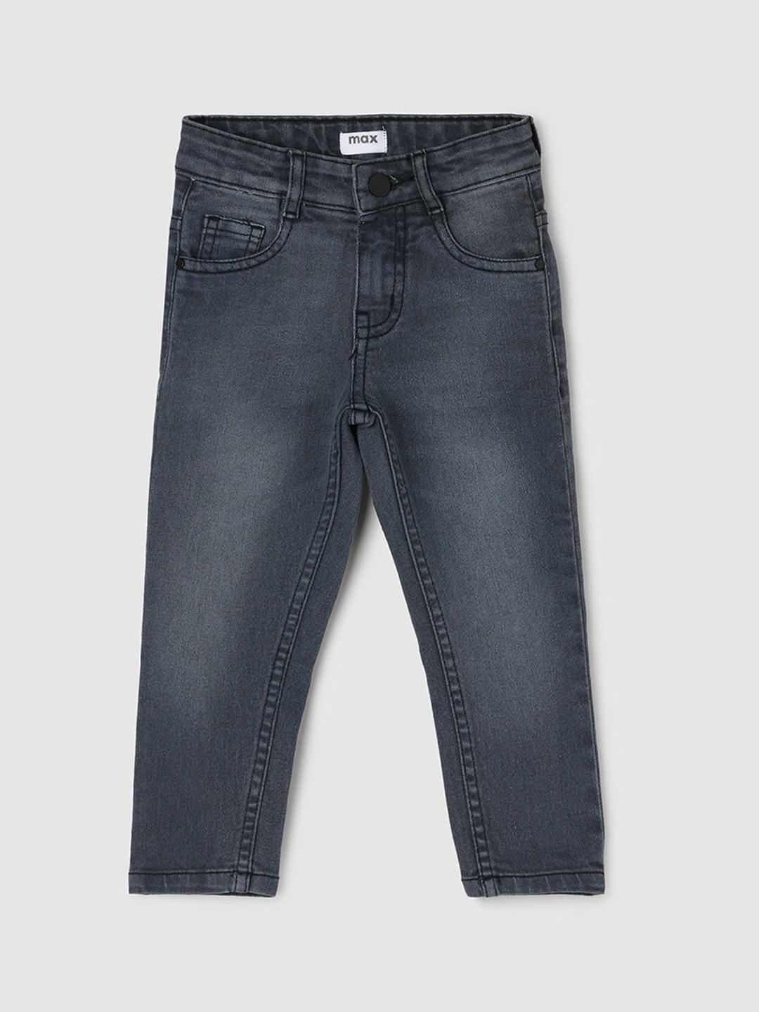 

max Boys Cotton Low Distress Heavy Fade Jeans, Grey