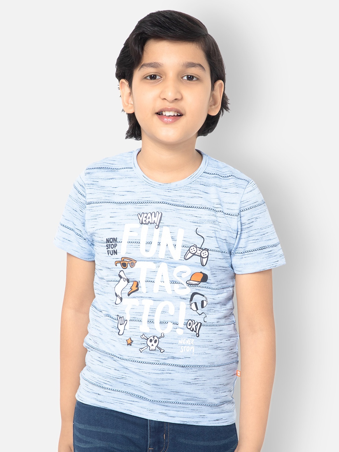 

Bodycare Kids Boys Round Neck Typography Printed Cotton T-shirt, Blue