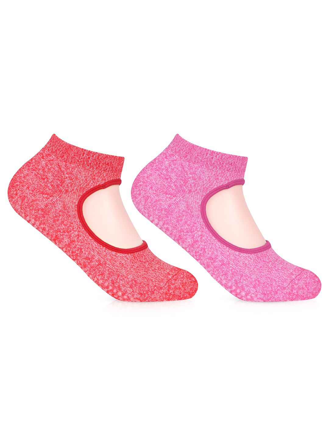 

Bonjour Women Pack Of 2 Assorted Ankle-Length Anti Skid Yoga Socks