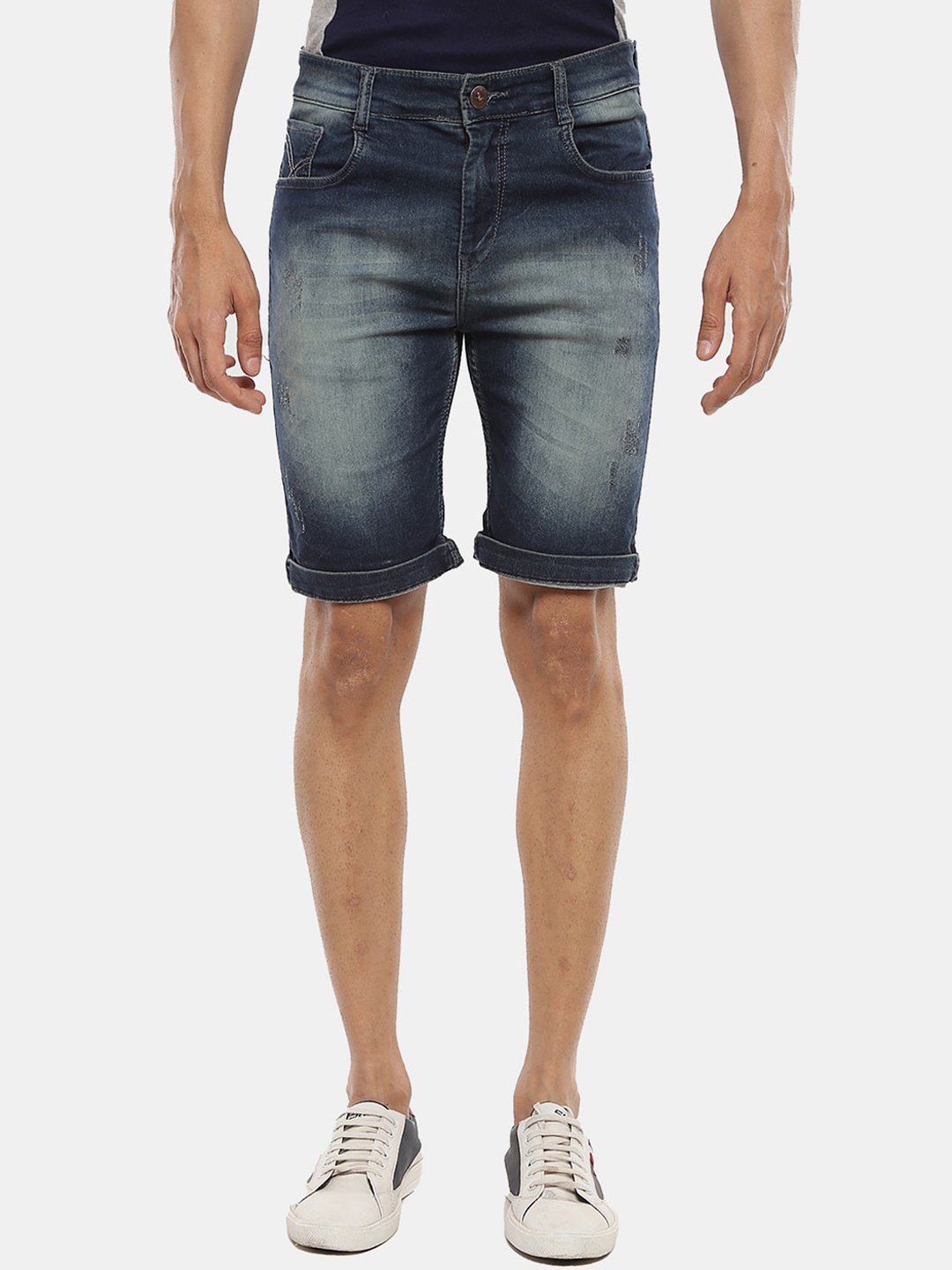 

V-Mart Men Washed Cotton Denim Shorts, Blue