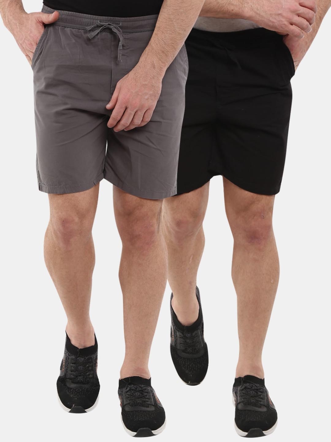 

V-Mart Men Pack of 2 Poplin Shorts, Grey