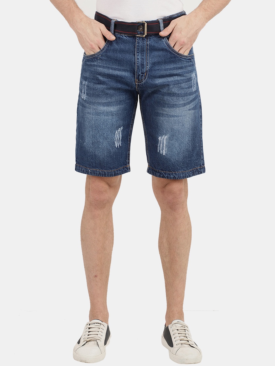 

V-Mart Men Washed Cotton Denim Shorts, Blue