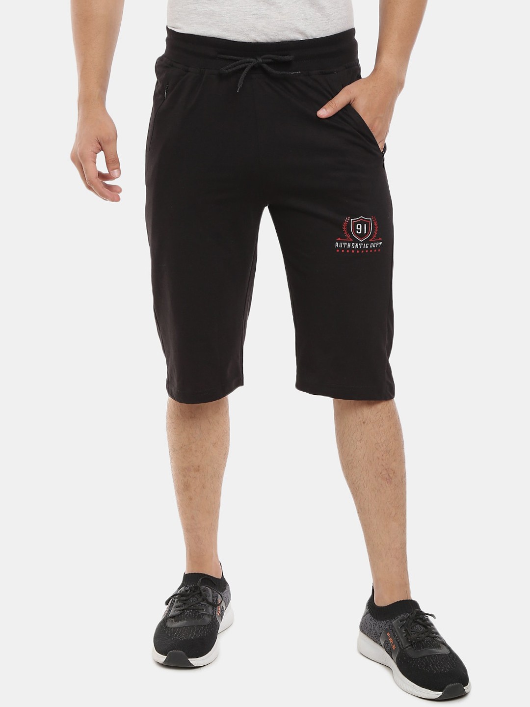 

V-Mart Men Cotton Sports Shorts, Black