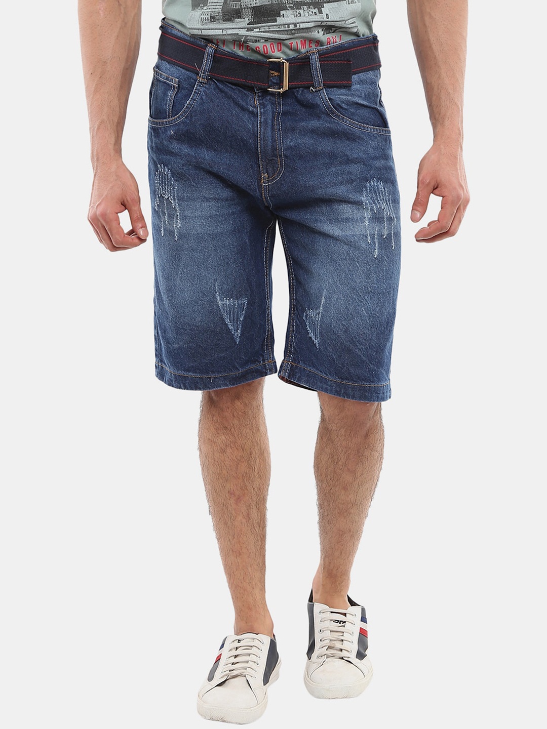 

V-Mart Men Washed Cotton Denim Shorts, Blue