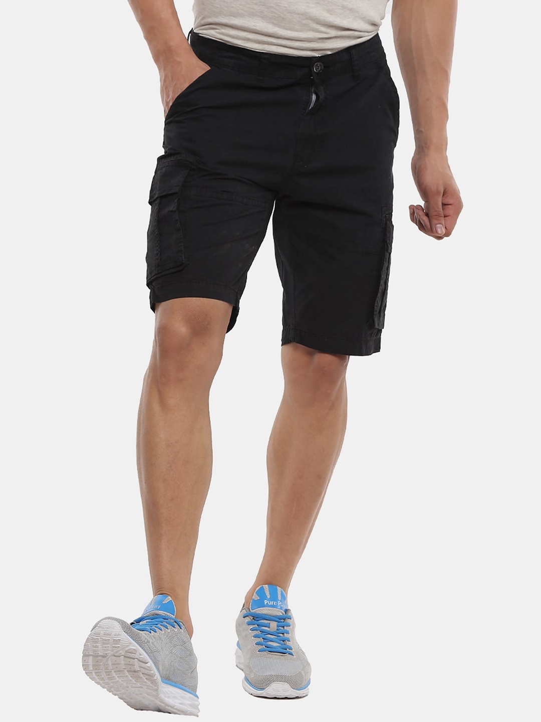 

V-Mart Men Cotton Cargo Shorts, Black