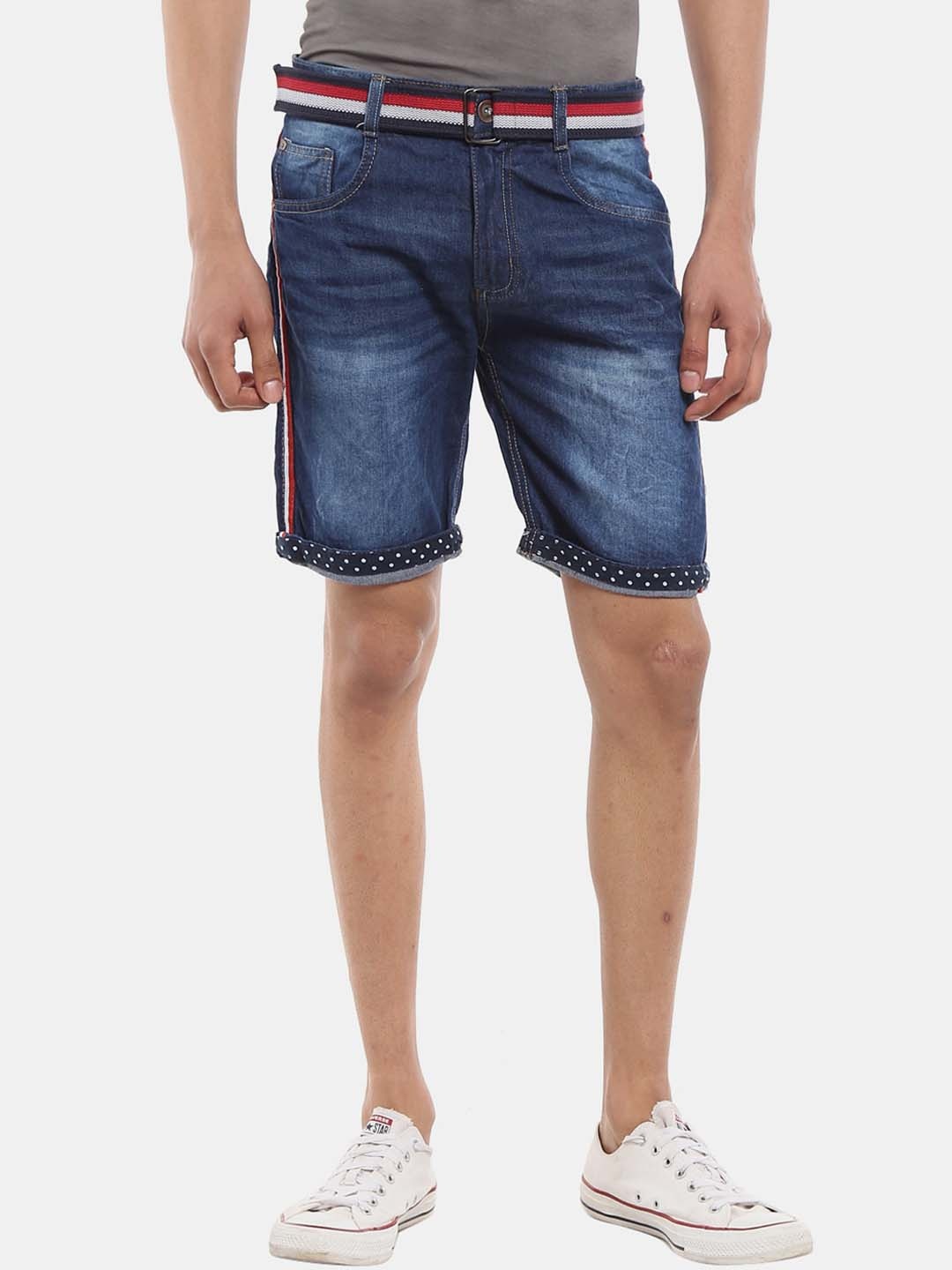 

V-Mart Men Washed Cotton Denim Shorts, Blue