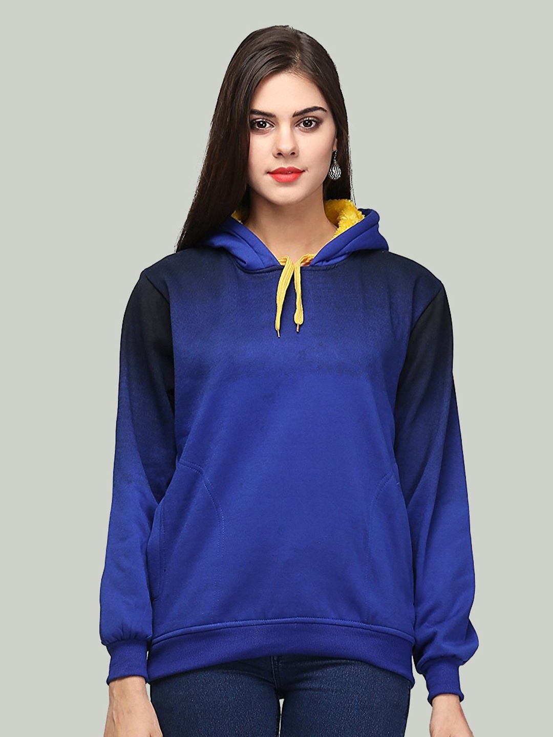 

ahhaaaa Women Blue Hooded Sweatshirt