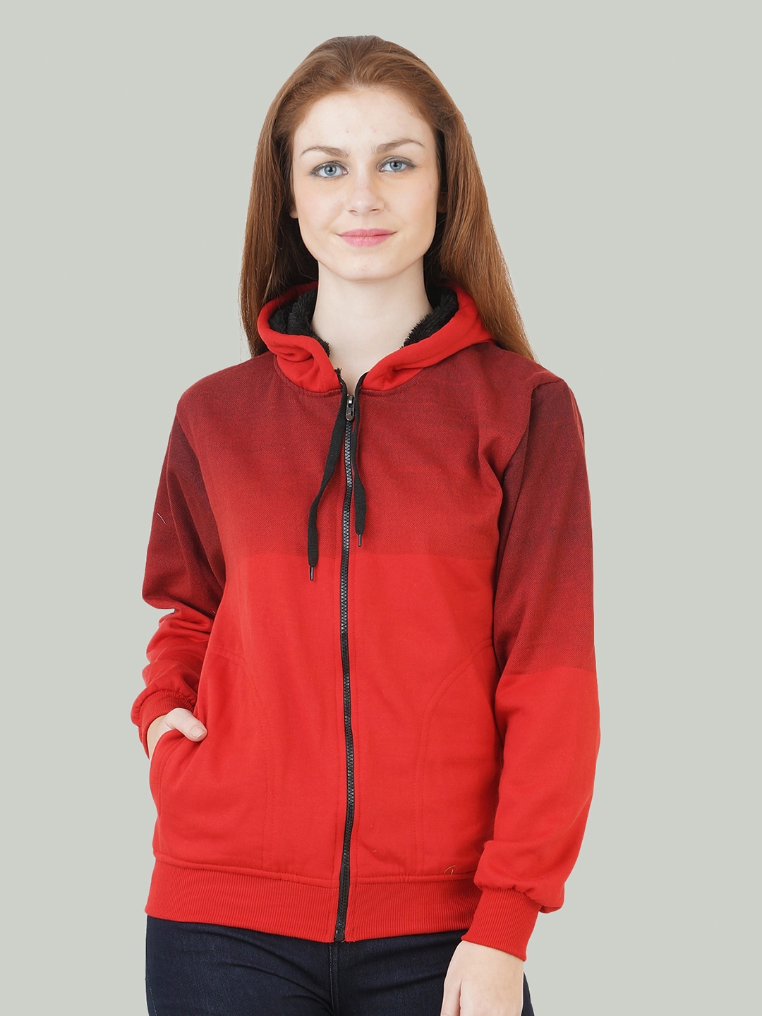 

ahhaaaa Women Red Hooded Sweatshirt