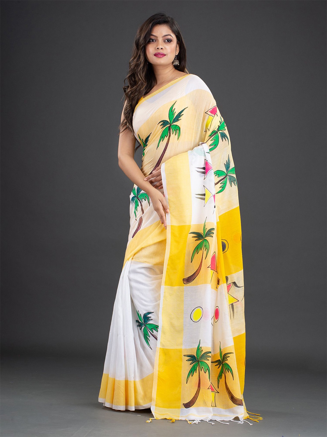 

Arhi Warli Printed Pure Cotton Saree, White