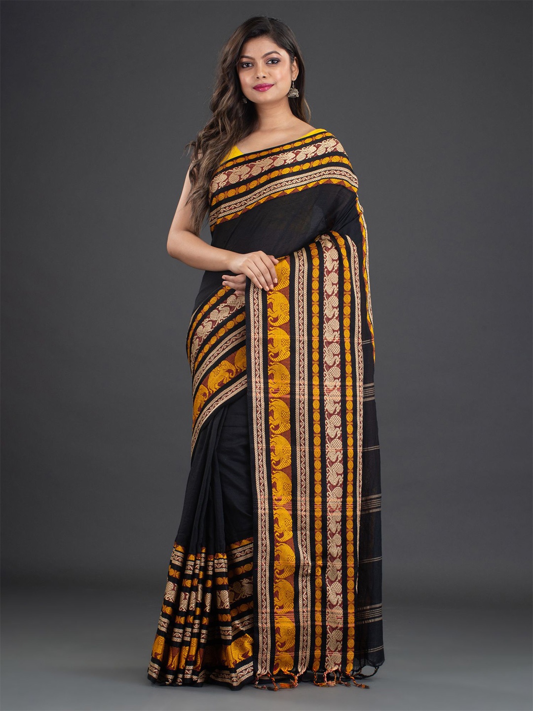 

Arhi Zari Pure Cotton Saree, Black