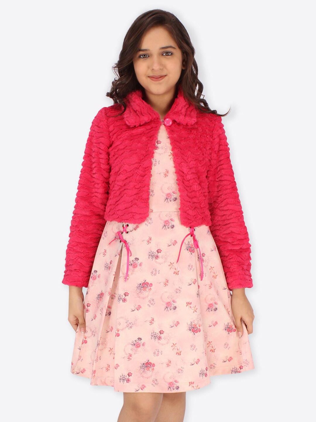 

CUTECUMBER Floral Printed Fit and Flare Dress, Coral