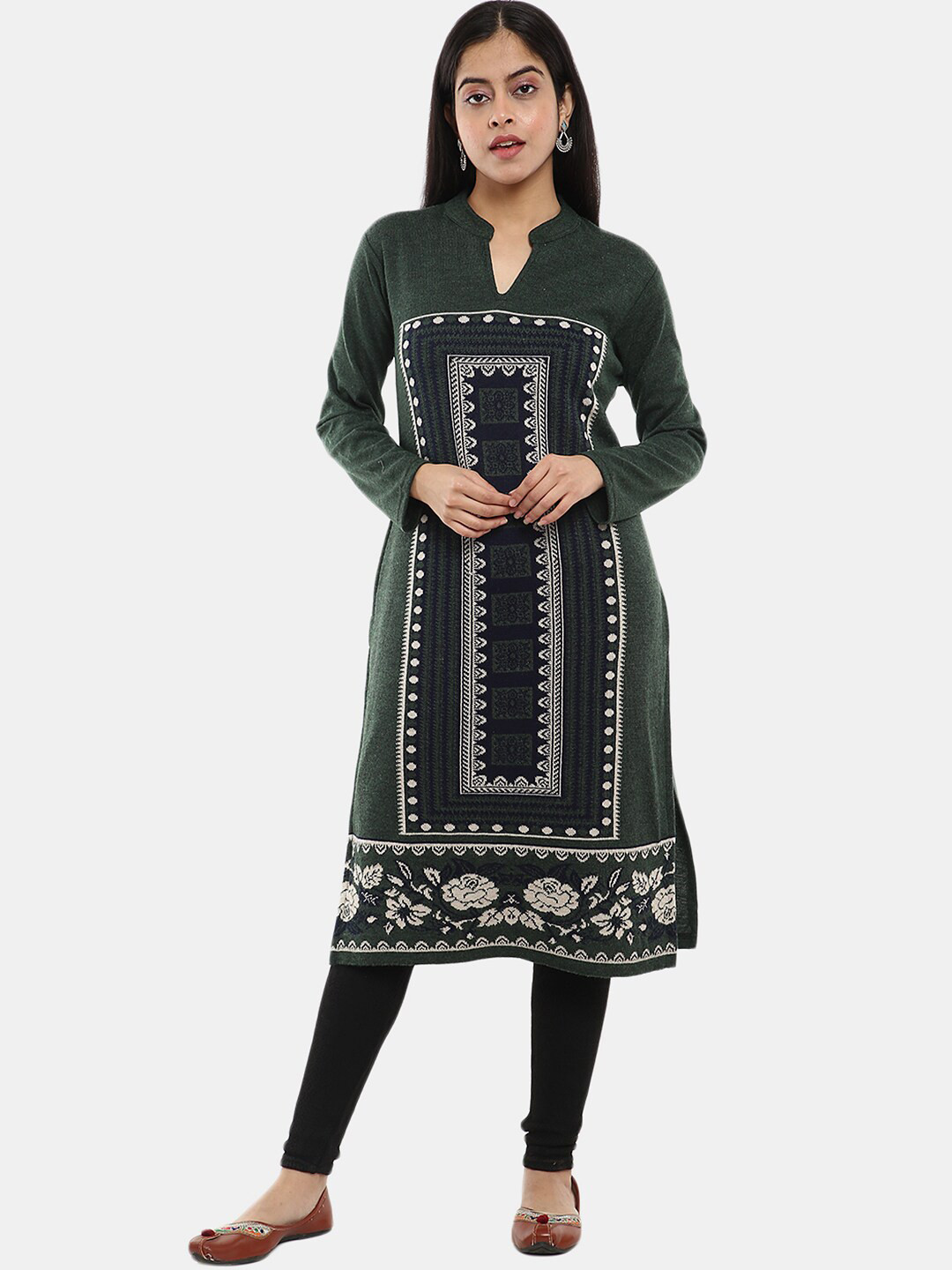 

V-Mart Women Ethnic Motifs Acrylic Kurta, Green