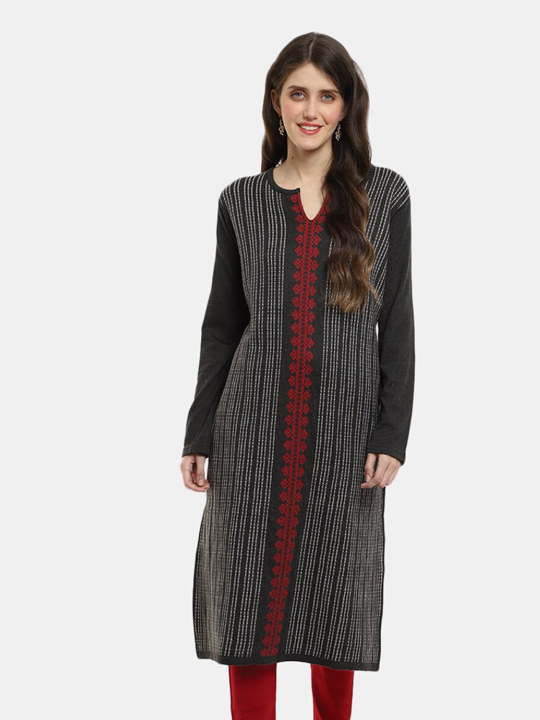

V-Mart Women Ethnic Motifs Printed Acrylic Kurta, Black