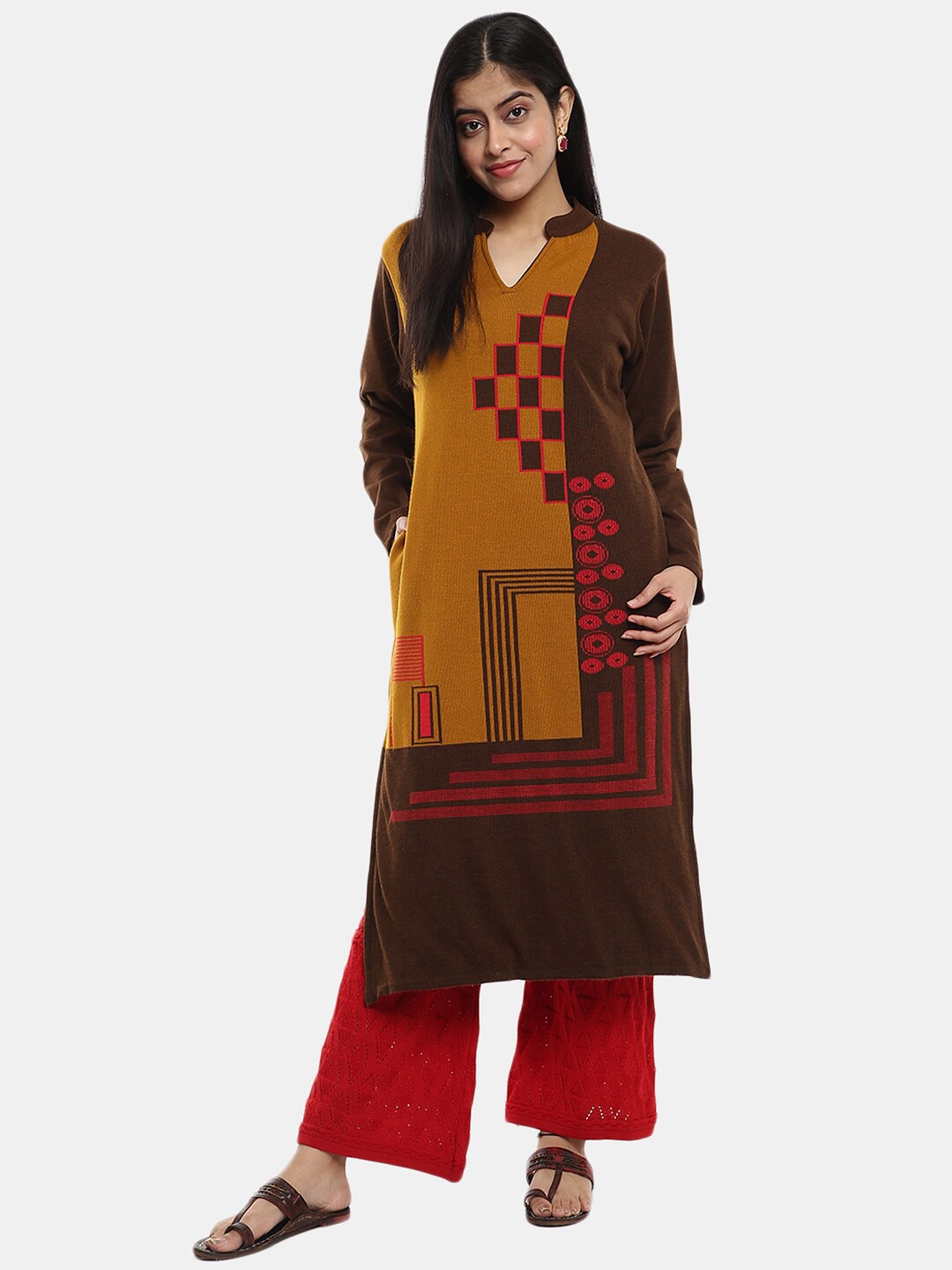 

V-Mart Women Printed Jacquard Pure Cotton Kurta, Mustard