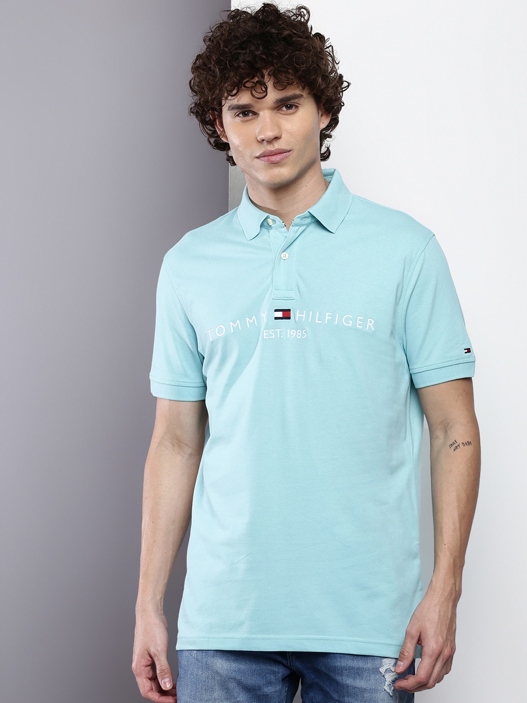 

Tommy Hilfiger Men Solid Polo Collar T-shirt, Blue