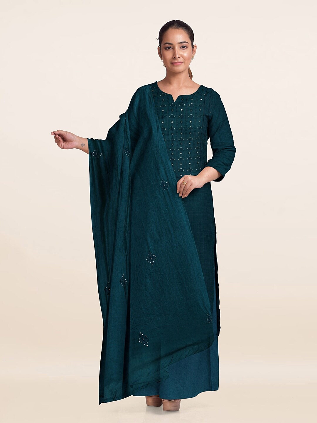 

Pothys Unstitched Dress Material, Blue