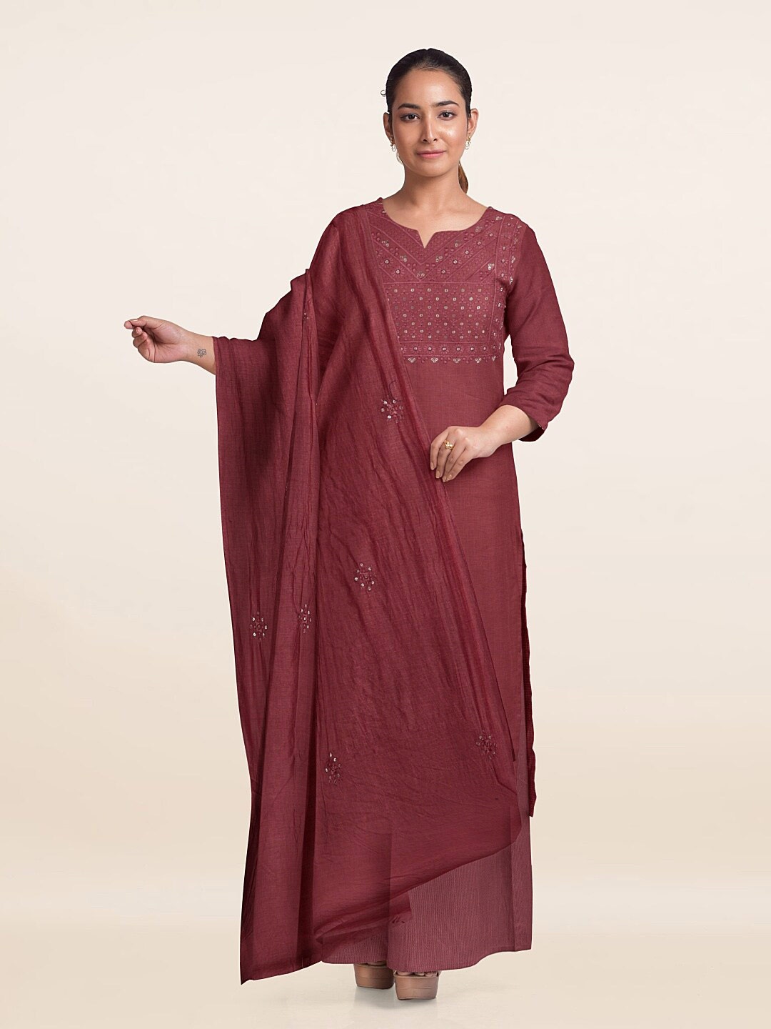 

Pothys Embroidered Unstitched Dress Material, Pink