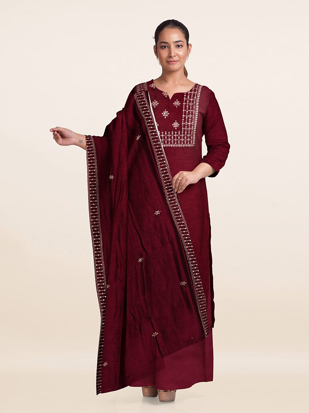 

Pothys Unstitched Dress Material, Magenta