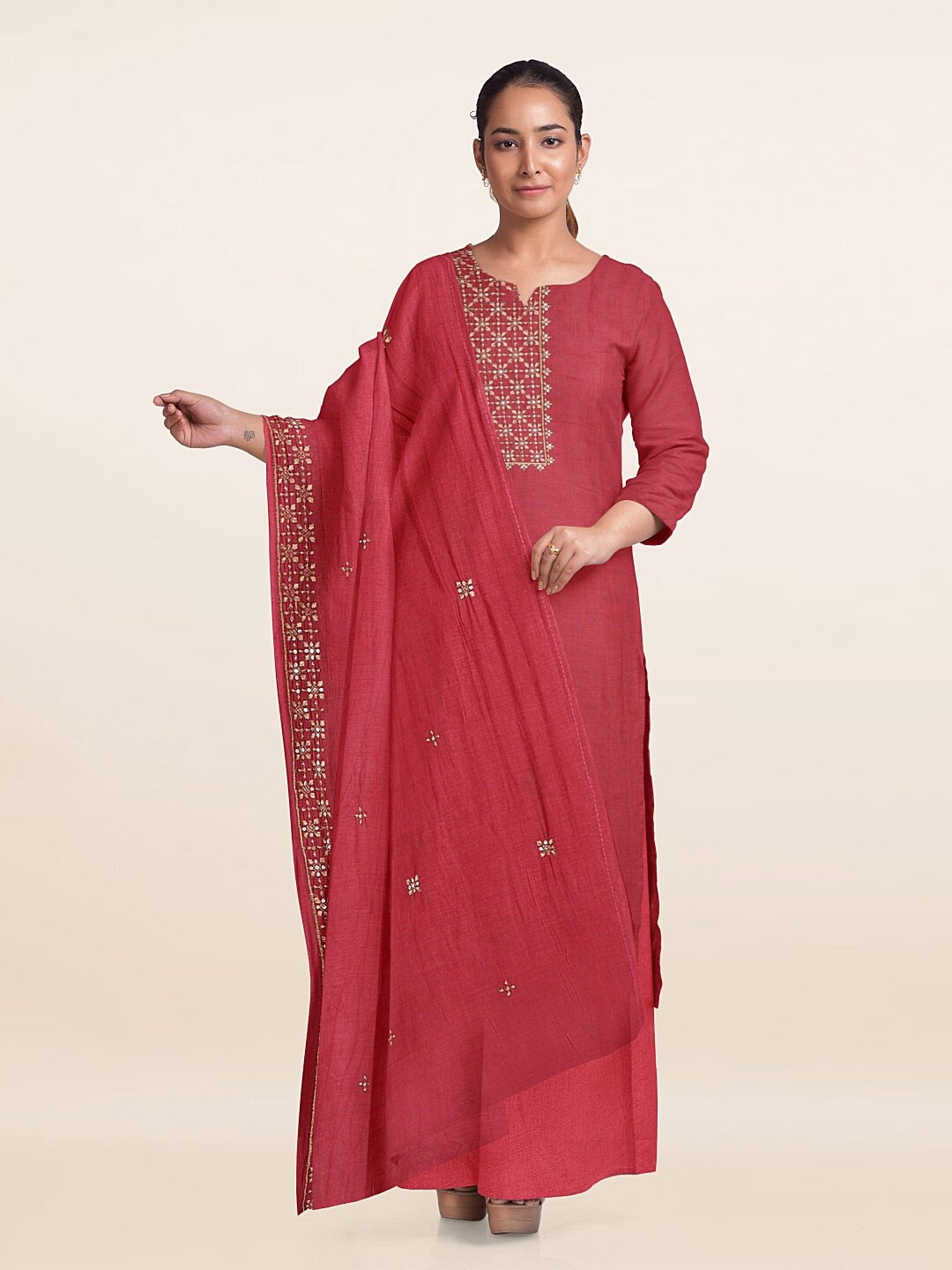 

Pothys Unstitched Dress Material, Pink