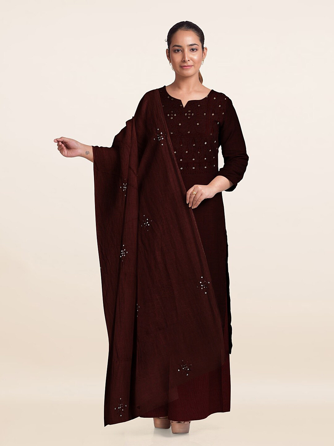

Pothys Unstitched Dress Material, Maroon