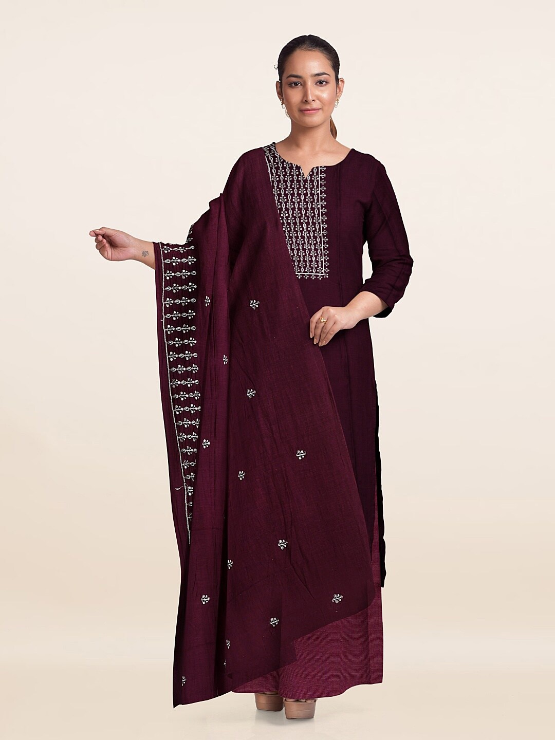 

Pothys Unstitched Dress Material, Magenta
