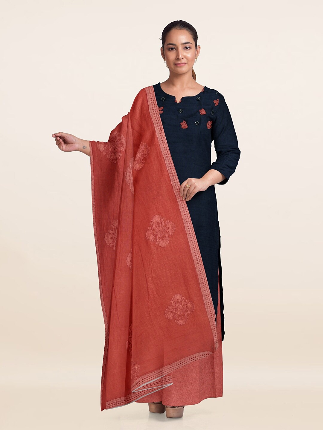 

Pothys Embroidered Unstitched Dress Material, Blue