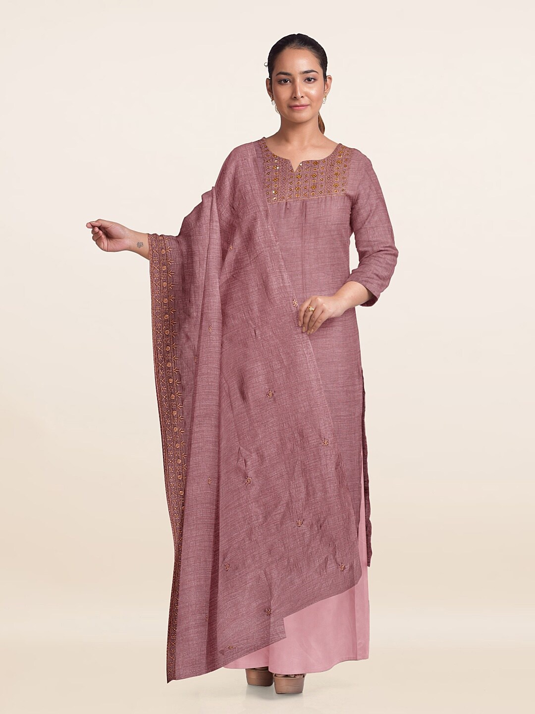 

Pothys Unstitched Dress Material, Pink