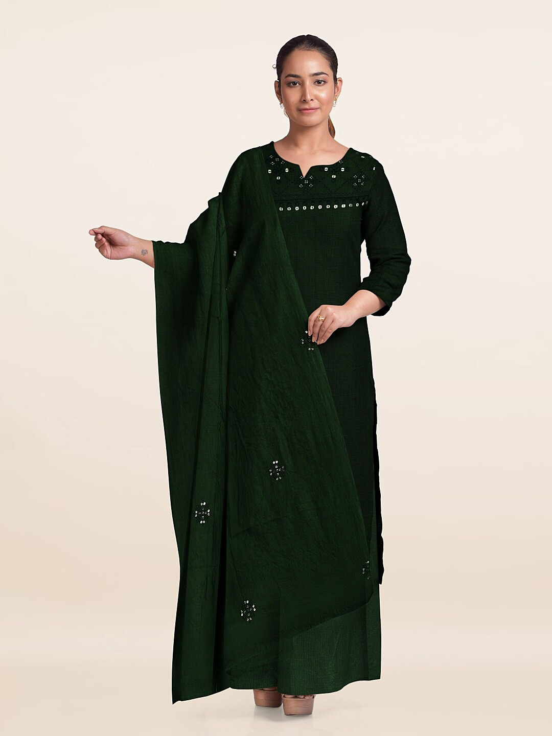 

Pothys Embroidered Unstitched Dress Material, Green