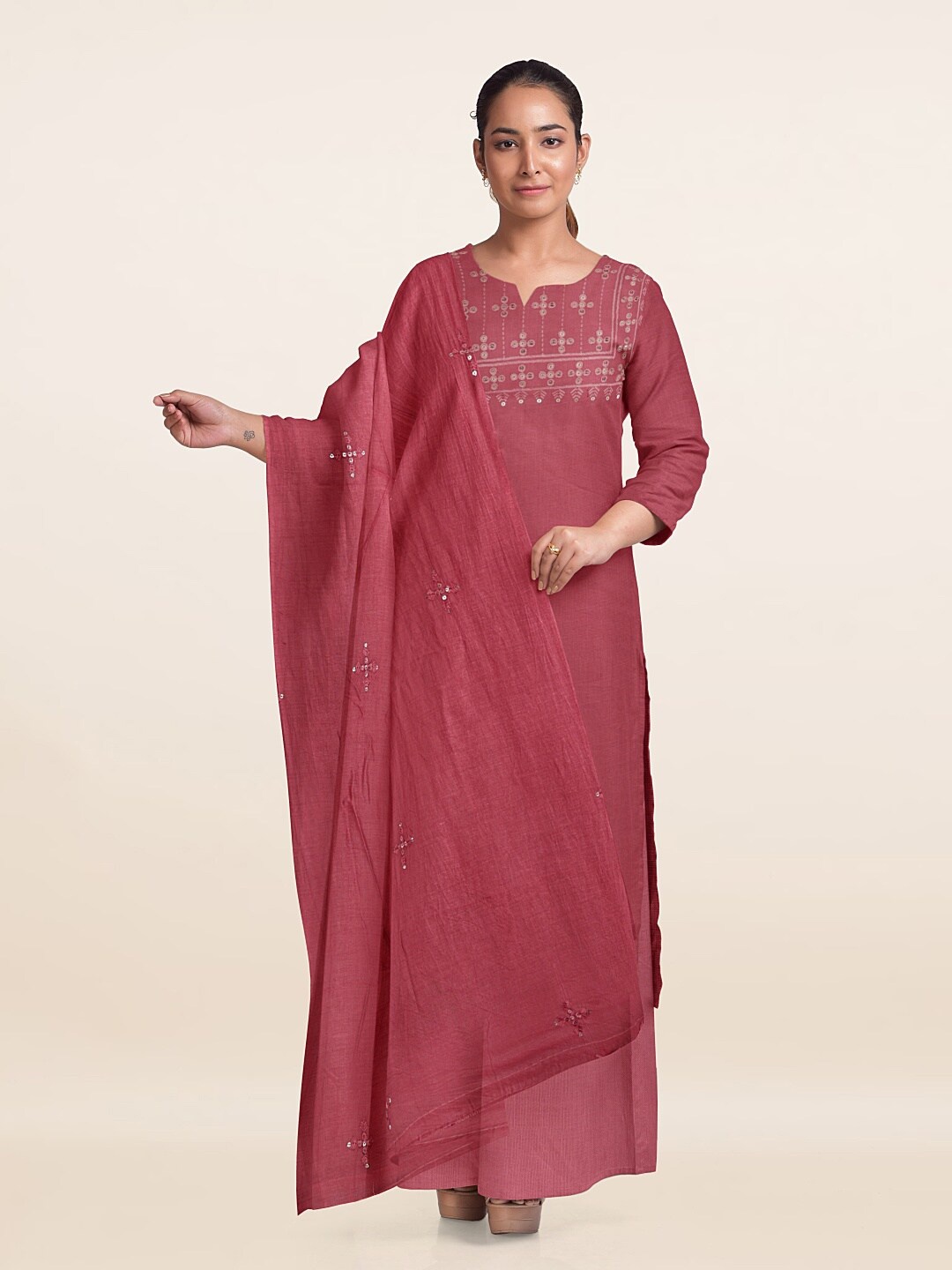 

Pothys Embroidered Unstitched Dress Material, Pink
