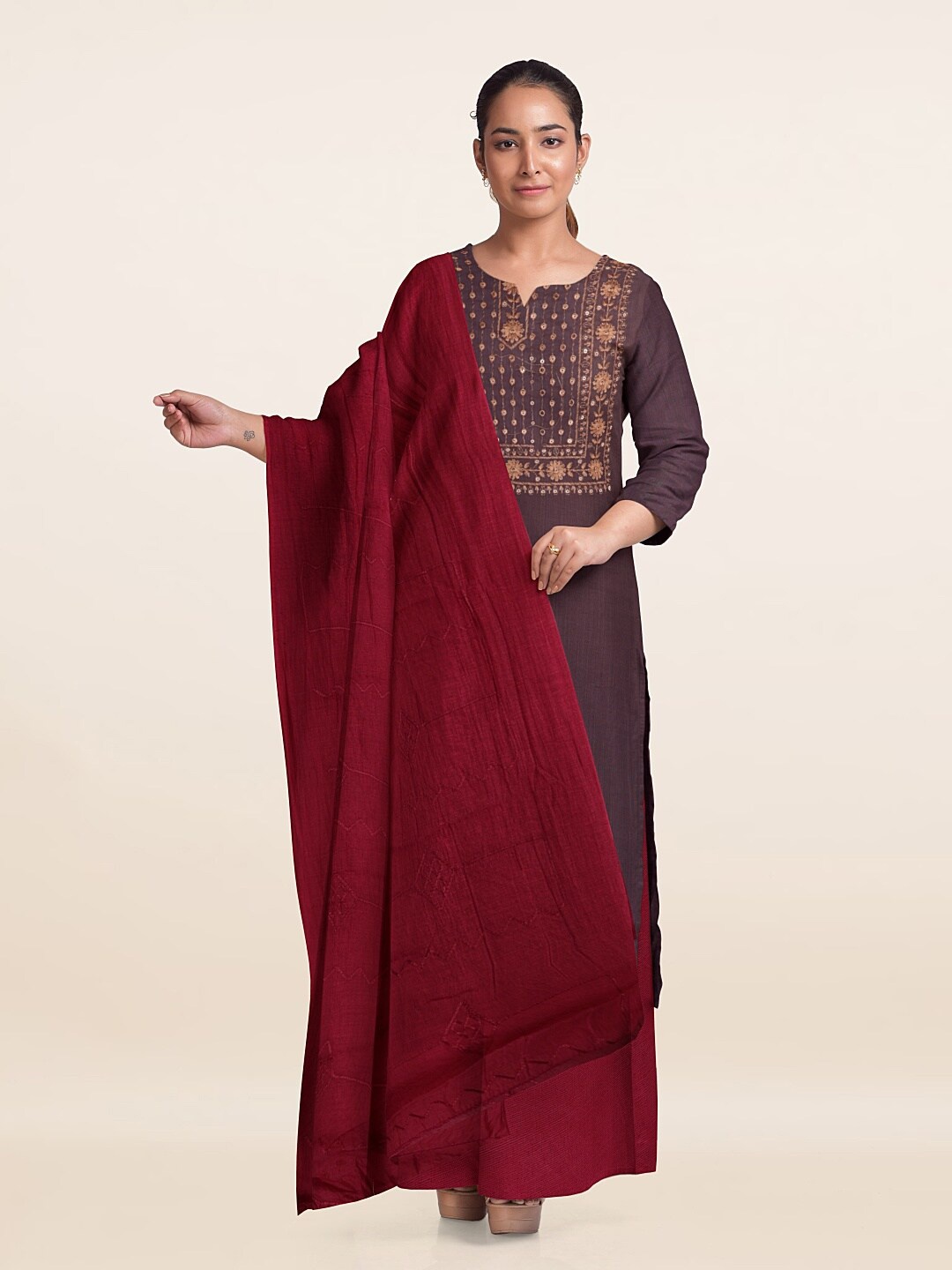 

Pothys Embroidered Unstitched Dress Material, Lavender