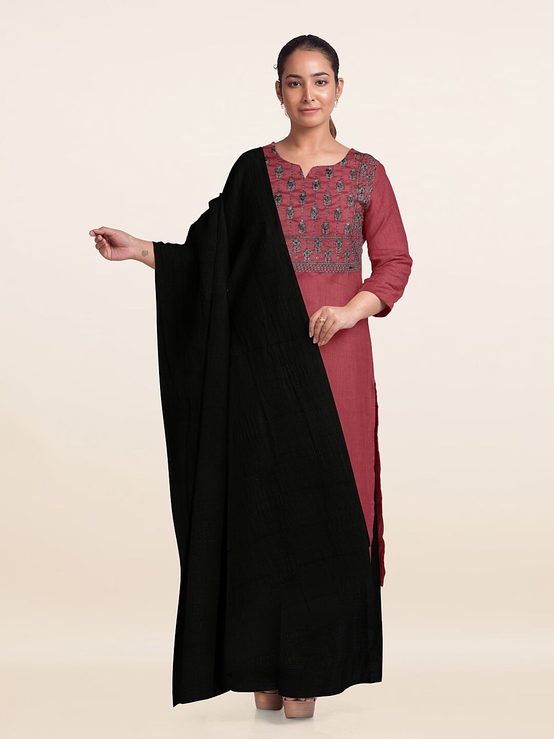 

Pothys Embroidered Unstitched Dress Material, Pink