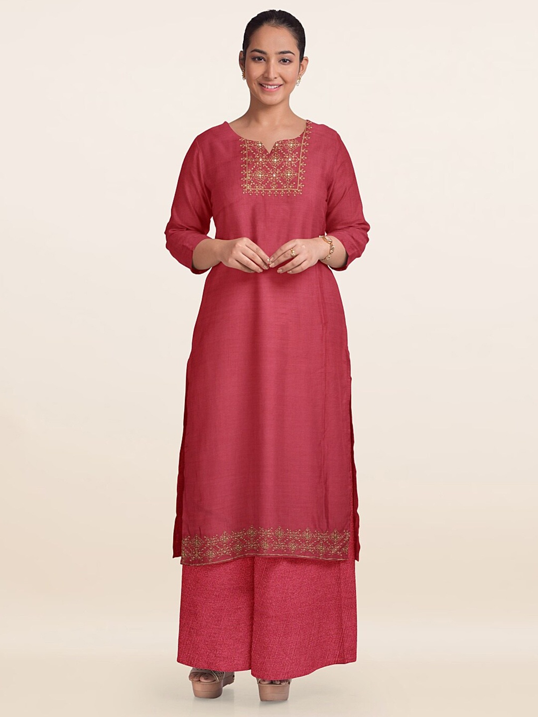 

Pothys Embroidered Unstitched Dress Material, Pink