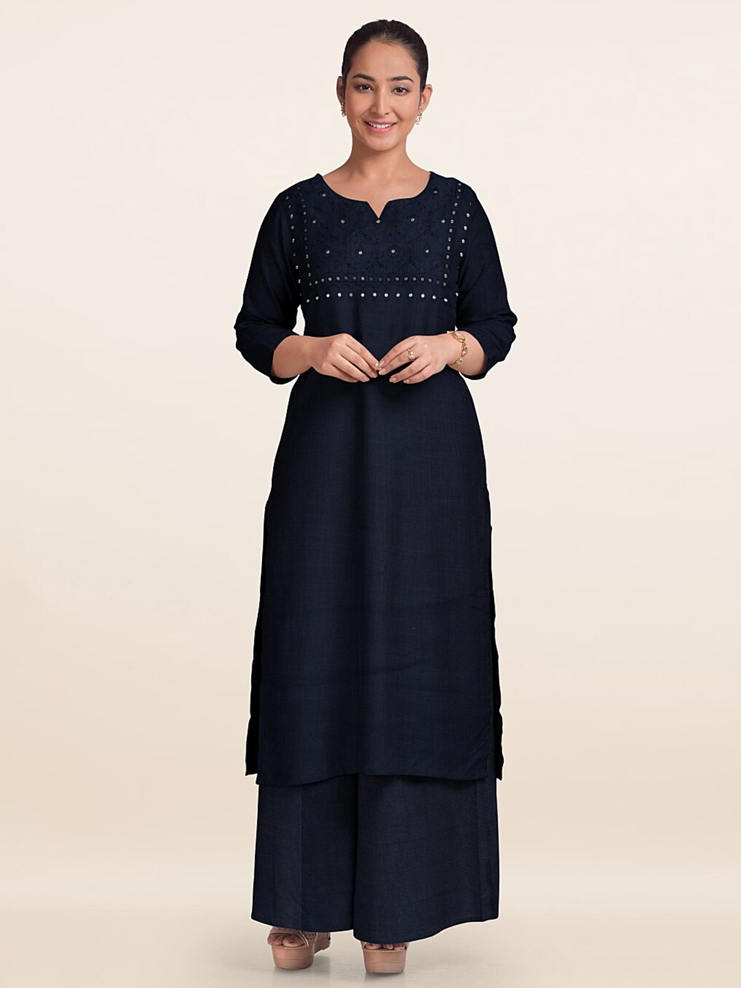 

Pothys Embroidered Unstitched Dress Material, Blue