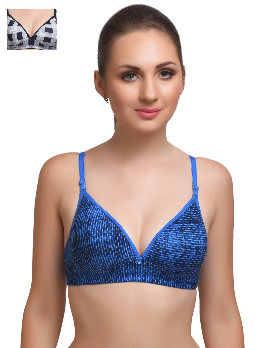 

Lady Lyka Pack of 2 Printed T-shirt Bras, Blue