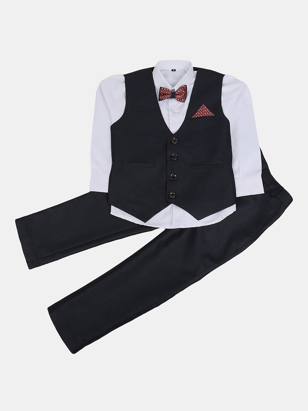 

V-Mart Boys Single-Breasted 3Pcs Suit, Black