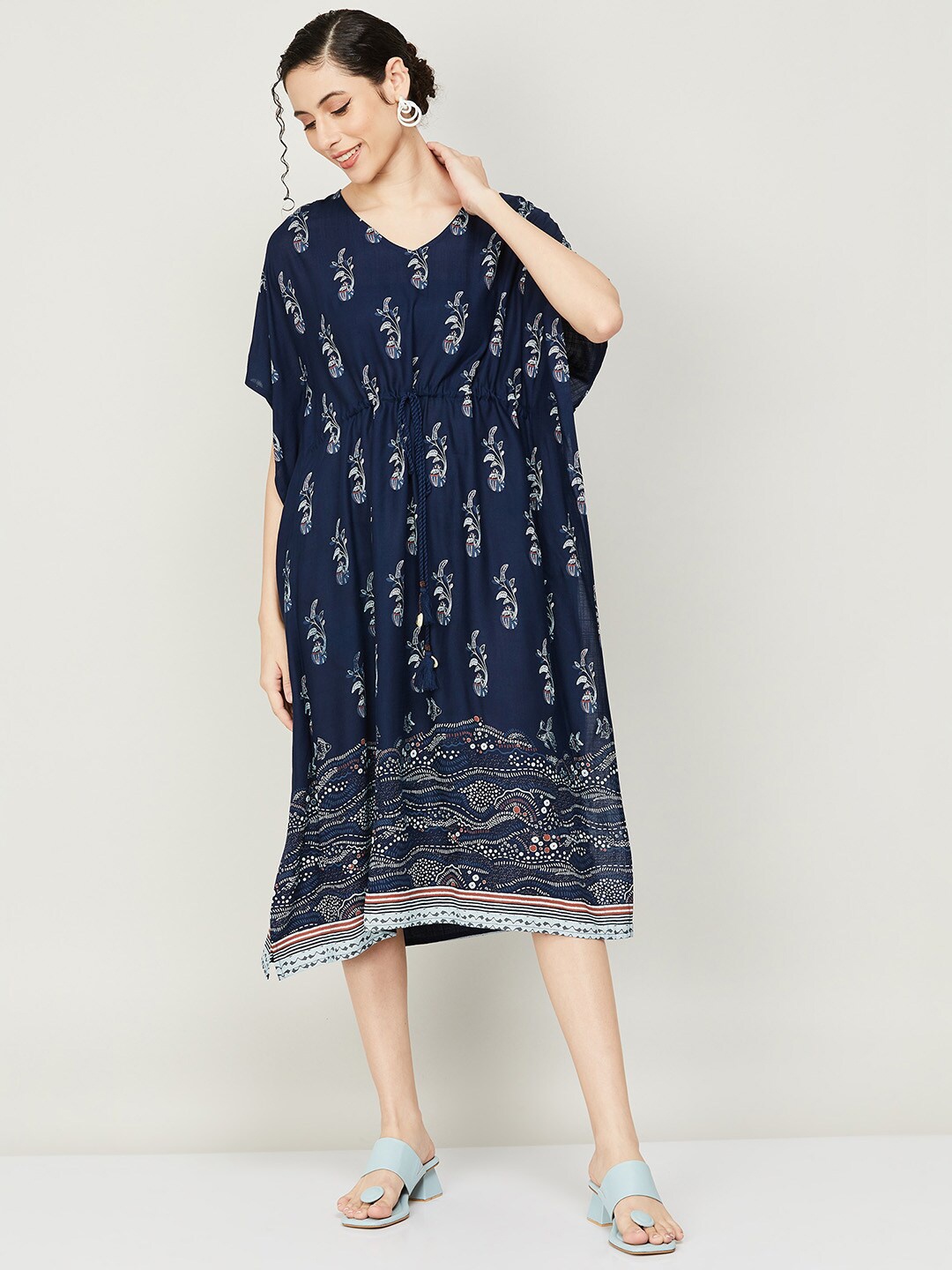 

Colour Me by Melange Floral Kaftan Midi Dress, Blue