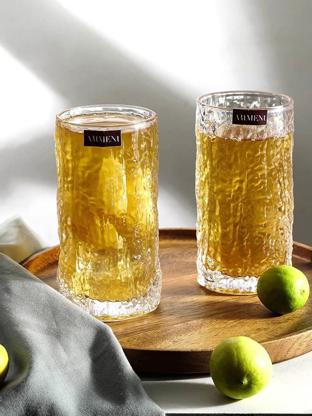

THE ARTMENT Set Of 4 Transparent Hammer Patterned Glasses