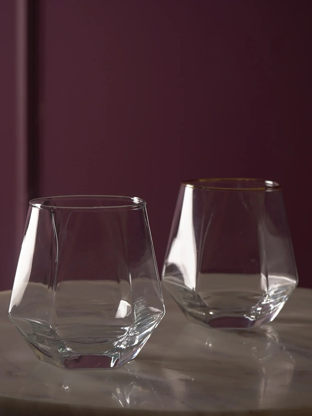 

THE ARTMENT Minimalist Transparent Diamond Cut Whiskey Glass
